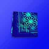 Flower of Life UV glow bandana green by First Earth – lightweight rave accessory with glowing sacred geometry in pink, breathable festival essential