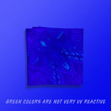 Luna Moth UV glow bandana by First Earth – lightweight rave accessory featuring glowing moth artwork, breathable and dust-ready for late-night flow