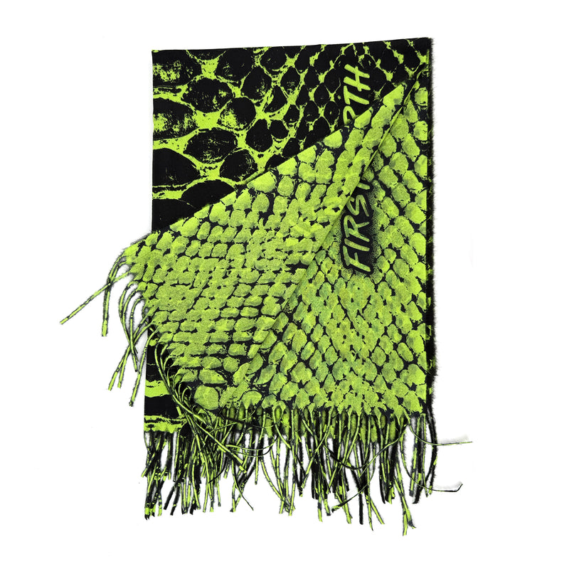 Neon Serpent pashmina by First Earth – lightweight rave wrap featuring serpent design, soft and breathable for flow arts and chilly set times