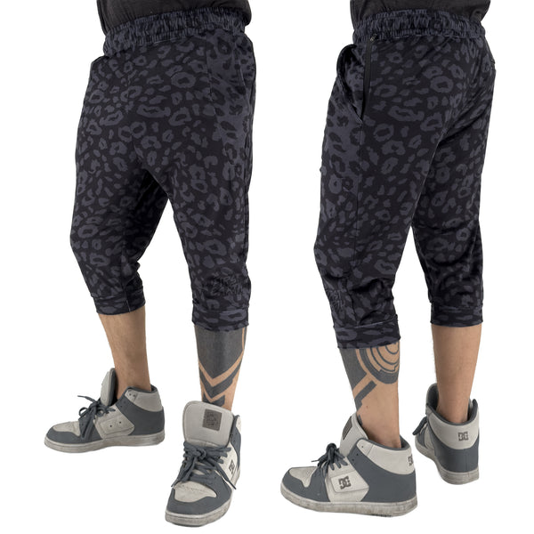 Midnight Cheetah - Velvet 3/4 Jogger Shorts