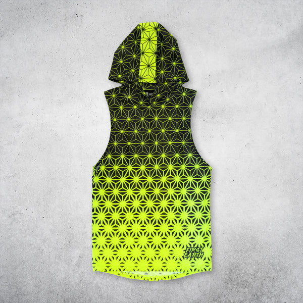 Asanoha Yellow - UV - Mesh Hooded Tank