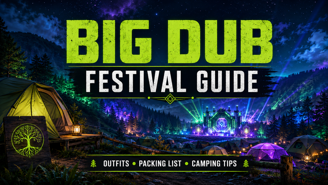Big Dub Festival 2026 guide cover featuring a nighttime bass festival in the Pennsylvania mountains with forest camping and stage lights.