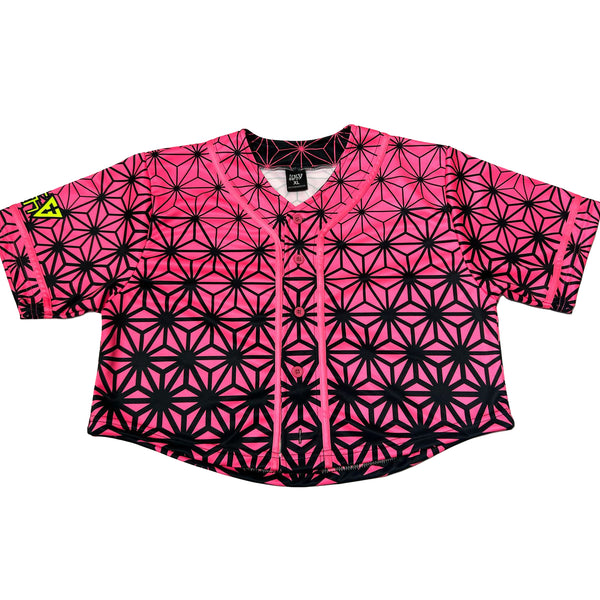 Asanoha Pink - UV - Crop Baseball Jersey