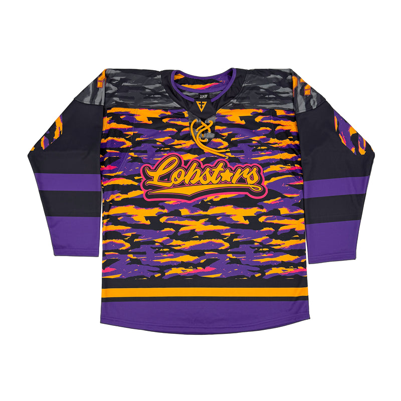 LOBSTARS hockey jersey by First Earth – oversized rave jersey inspired by Tipper shows, bold crustacean design built for festivals and flow arts