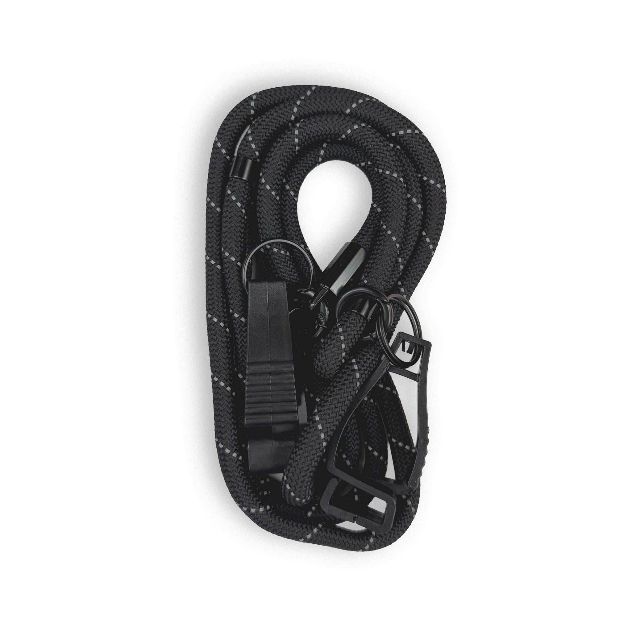 Paracord 2.0 crossbody strap for spinning Flow Star – black, adjustable, secure carry for raves by First Earth