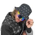 Asanoha Gray Bucket Hat by First Earth – stylish reversible hat for festivals and raves