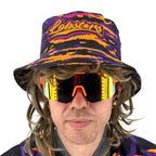 LOBSTARS / SAYONARA reversible bucket hat by First Earth – rave-ready headwear inspired by Tipper shows, with double-sided crustacean patterns for two vibes in one 