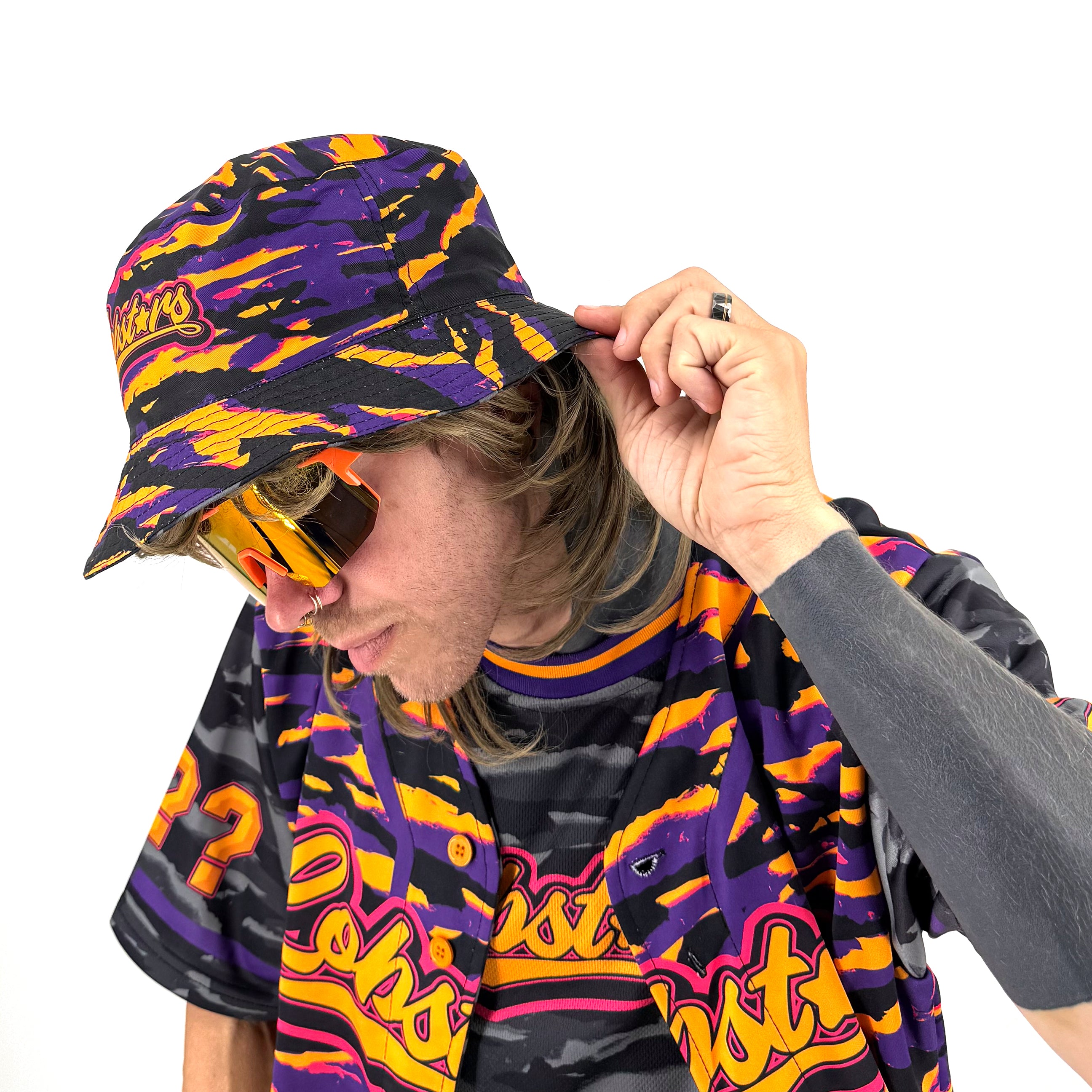 LOBSTARS / SAYONARA reversible bucket hat by First Earth – rave-ready headwear inspired by Tipper shows, with double-sided crustacean patterns for two vibes in one 