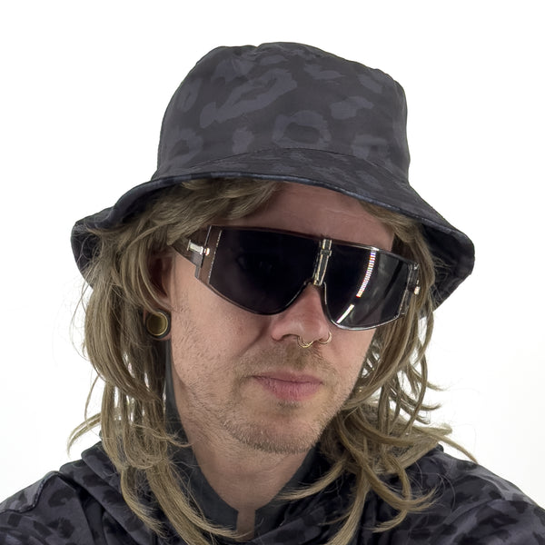 Midnight Cheetah - Velvet Bucket Hat reversed to the second print