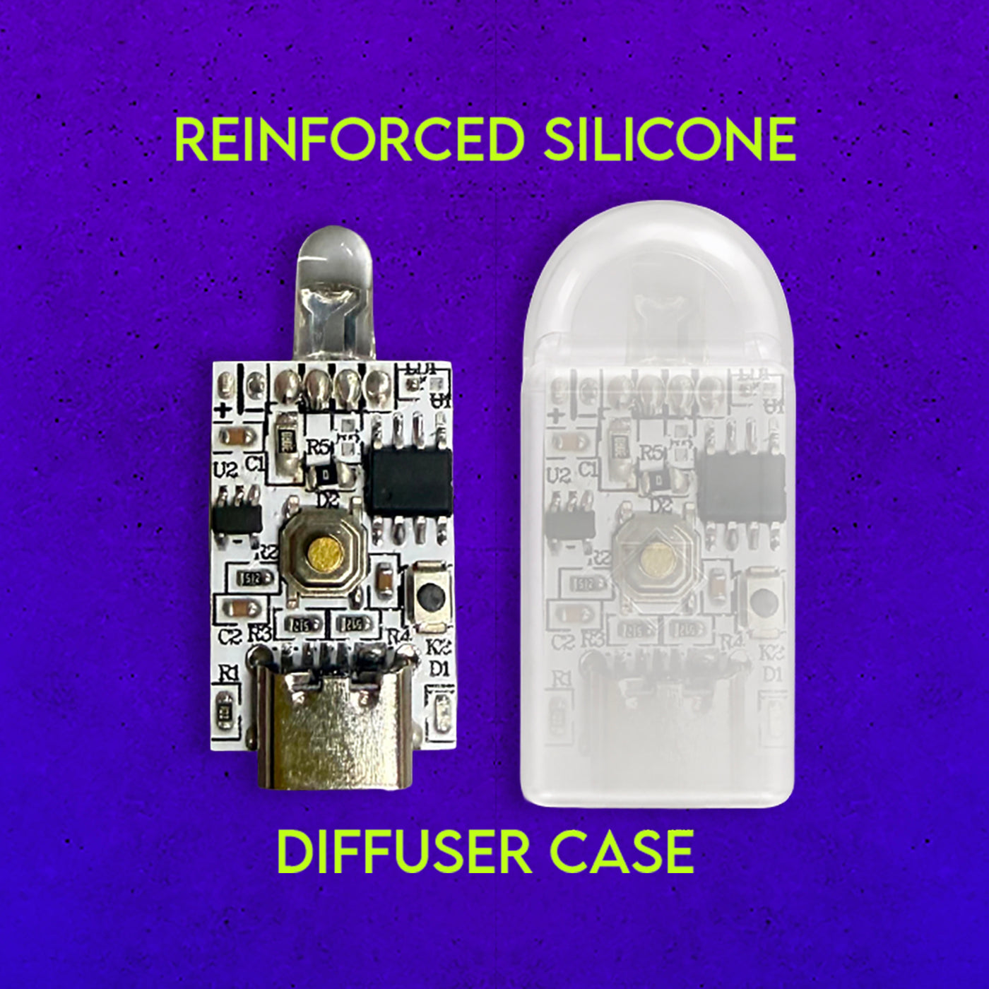 First Earth LED module beside its reinforced silicone diffuser case