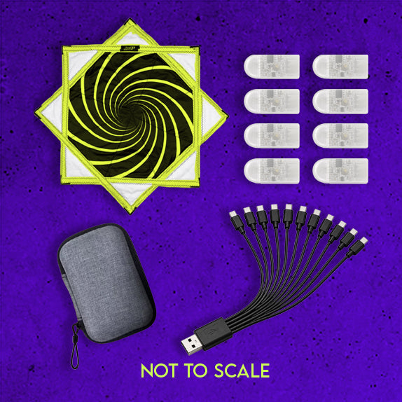 LED Flow Star kit: star, eight LED modules, EVA case and 10-cord charger