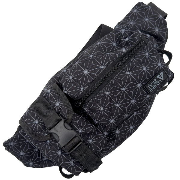 First Earth Asanoha Grey Cross Body Bag — sacred-geometry rave bag made for comfortable wear and smooth spinning on the festival floor.