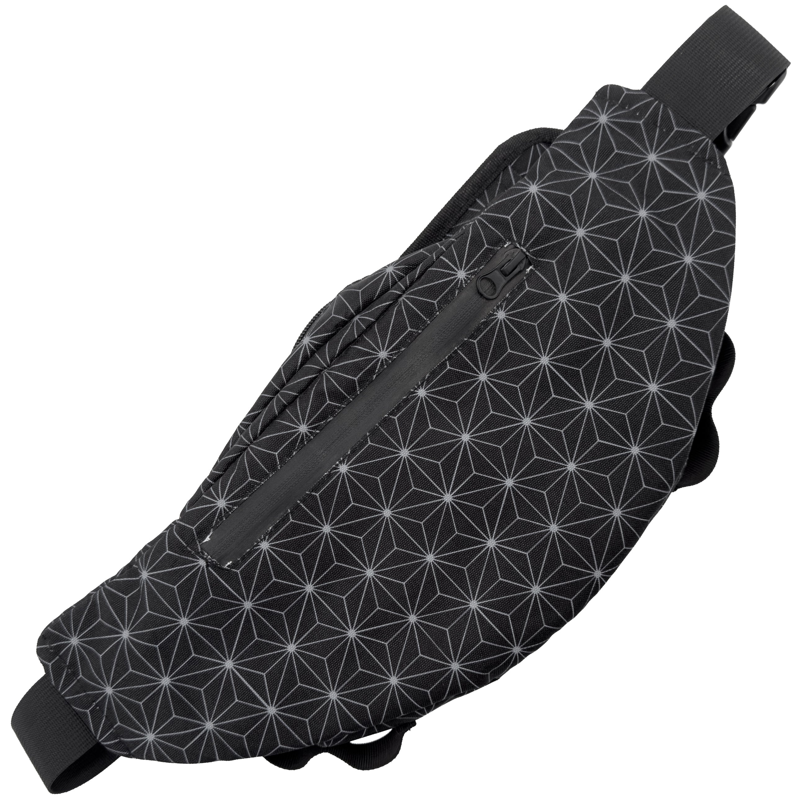 First Earth Asanoha Grey Cross Body Bag — sacred-geometry rave bag made for comfortable wear and smooth spinning on the festival floor.