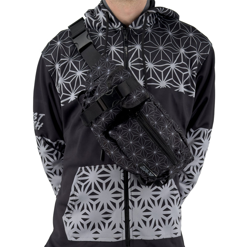 First Earth Asanoha Grey Cross Body Bag — sacred-geometry rave bag made for comfortable wear and smooth spinning on the festival floor.