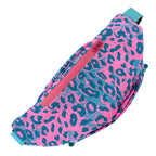 First Earth Neon Cheetah Cross Body Bag — neon cheetah-print UV rave bag that glows under blacklight and stays secure while you’re spinning and dancing.