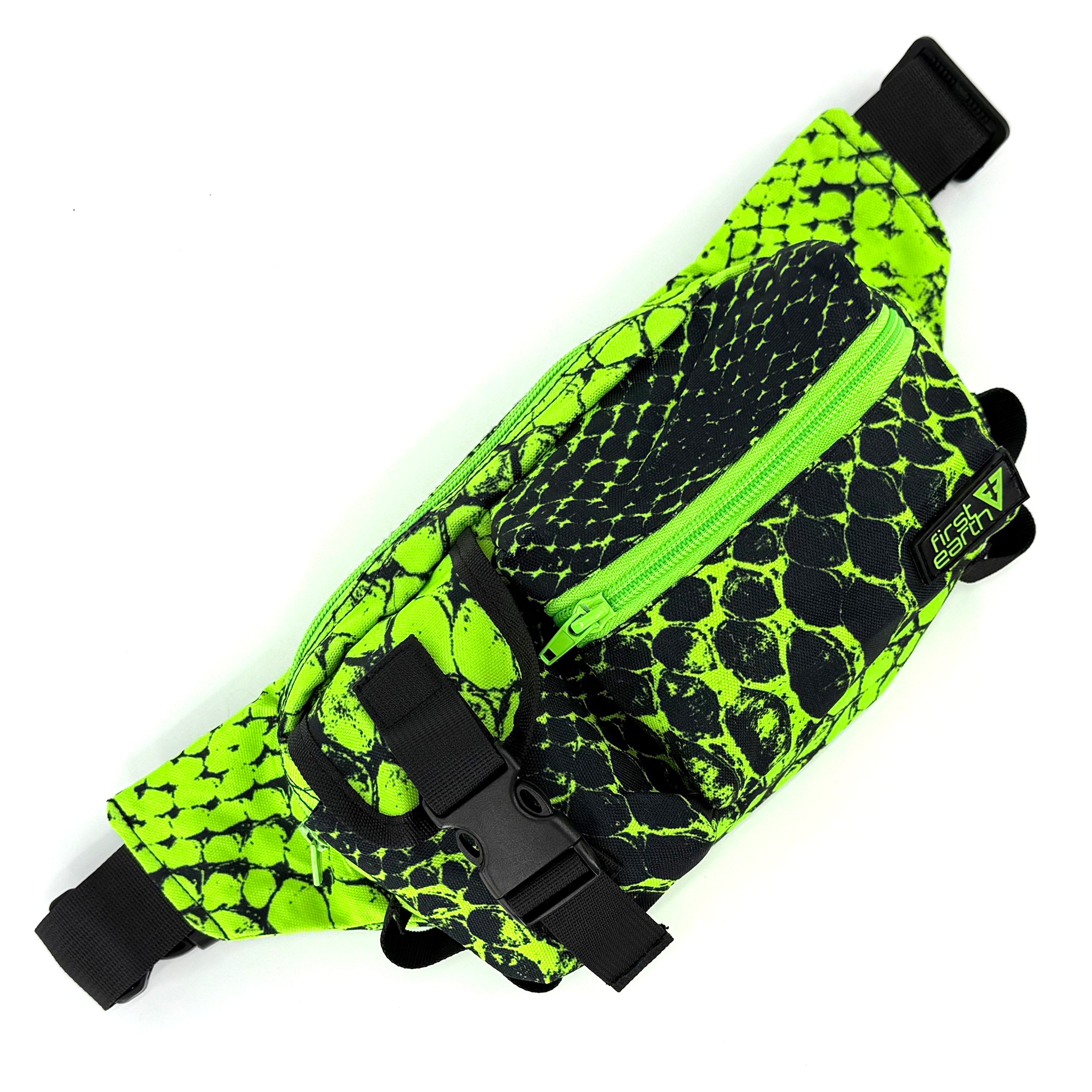 Neon Serpent crossbody bag by First Earth – wearable rave accessory featuring glowing serpent design, perfect for flow artists and festival-goers 