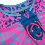 Neon Cheetah UV rave hockey jersey with bold animal print that glows under blacklight for festivals