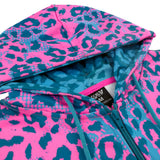 Neon Cheetah UV rave zip up hoodie with bold print that glows under blacklight at festivals