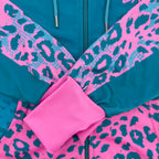 Neon Cheetah UV rave zip up hoodie with bold print that glows under blacklight at festivals