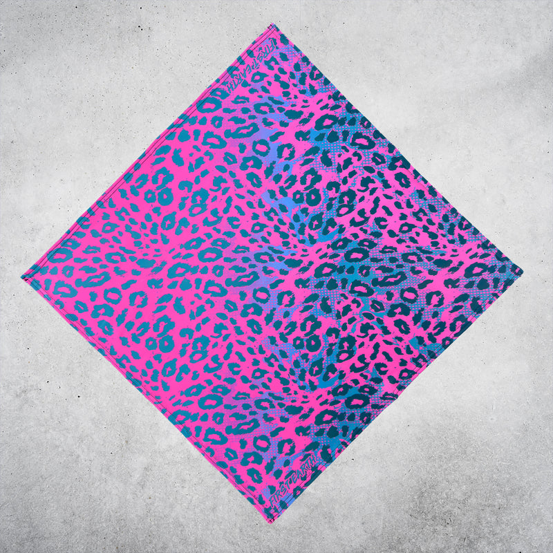 First Earth Neon Cheetah UV Glow bandana with bold neon cheetah pattern for rave and festival outfits.