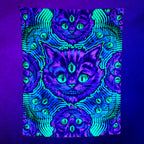 Cheshire Dreams UV tapestry by First Earth glowing under UV black light