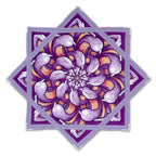 First Earth Chrysanthemum Midnight 25.5-inch flow star front view with purple floral design for rave spinning