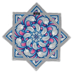 First Earth Chrysanthemum Midnight 25.5-inch flow star back view with blue and pink floral design