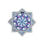 First Earth mini flow star back with blue chrysanthemum artwork and gray trim