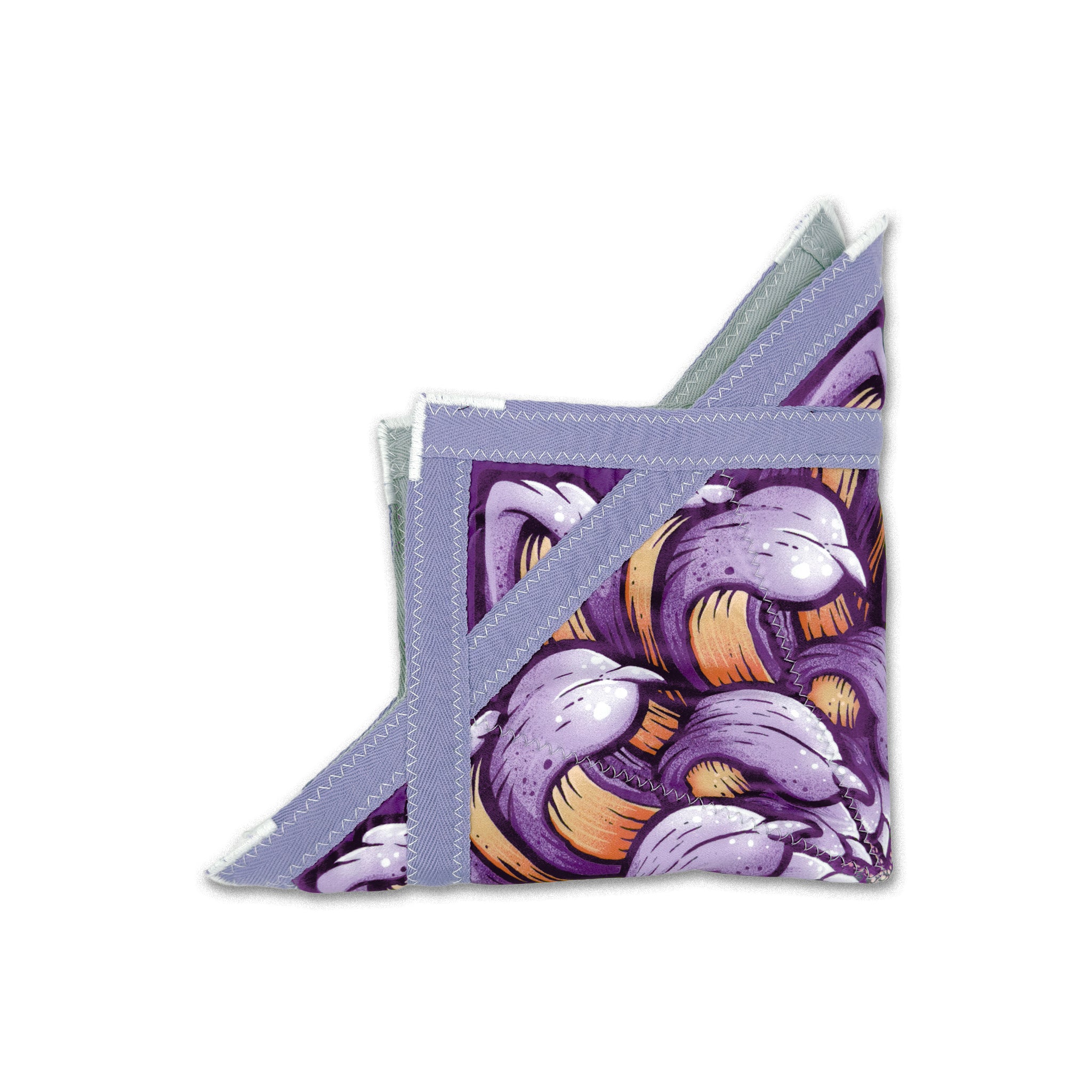 First Earth mini flow star folded into quarters showing purple chrysanthemum artwork