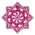 First Earth Chrysanthemum Sunrise 25.5-inch flow star front view with pink floral design for rave spinning