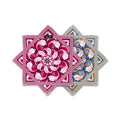 First Earth mini flow star front and back with pink and blue chrysanthemum artwork