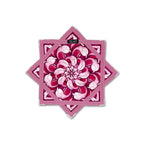 First Earth mini flow star front with pink chrysanthemum artwork and rose trim