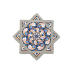 First Earth mini flow star back with blue orange chrysanthemum artwork and gray trim