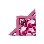 First Earth mini flow star folded into quarters showing pink chrysanthemum artwork
