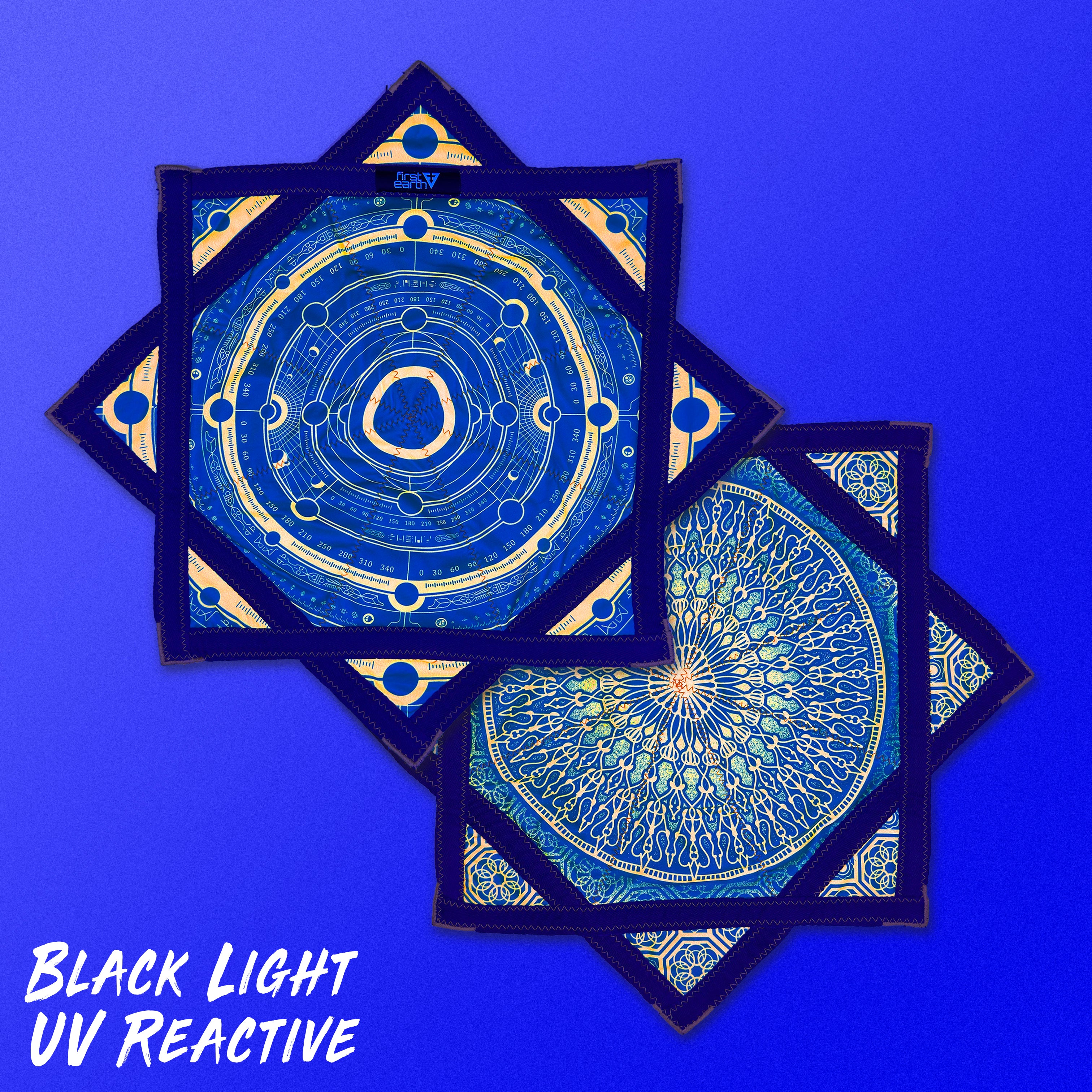 First Earth Mini Celestial Compass teal – UV-reactive spinning flow star for festivals and raves