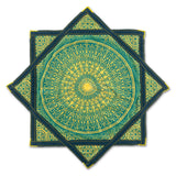 First Earth Celestial Compass UV teal flow star spinning in the dark, creating glowing geometric trails perfect for rave and festival performances.