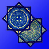 First Earth Celestial Compass UV teal flow star spinning in the dark, creating glowing geometric trails perfect for rave and festival performances.