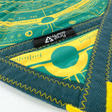 First Earth Celestial Compass UV teal flow star spinning in the dark, creating glowing geometric trails perfect for rave and festival performances.