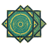 First Earth Celestial Compass UV teal flow star spinning in the dark, creating glowing geometric trails perfect for rave and festival performances.