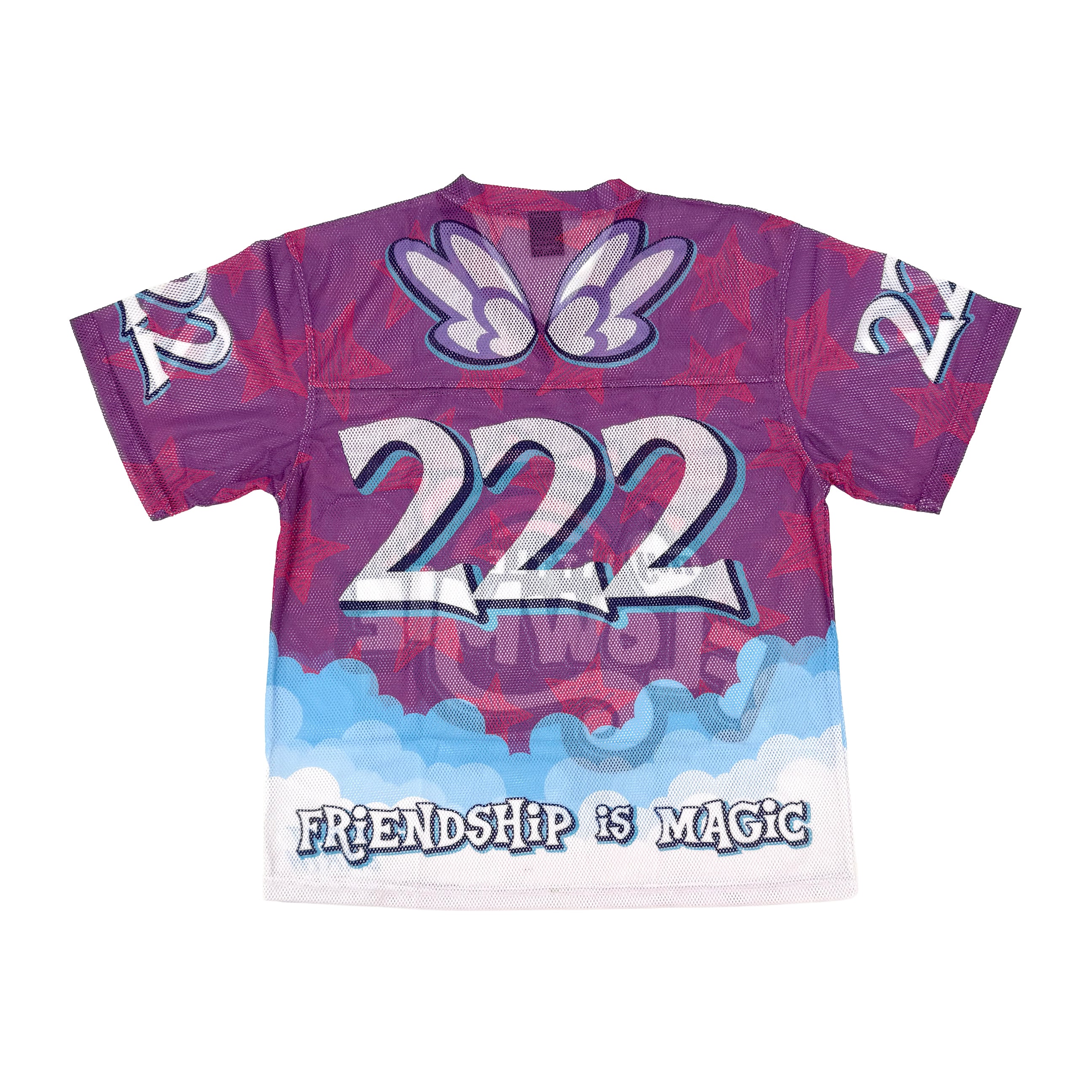 Lil’ Flowmie mesh jersey by First Earth – lightweight, breathable rave jersey with pastel design and angel number 222, perfect for festivals and flow arts