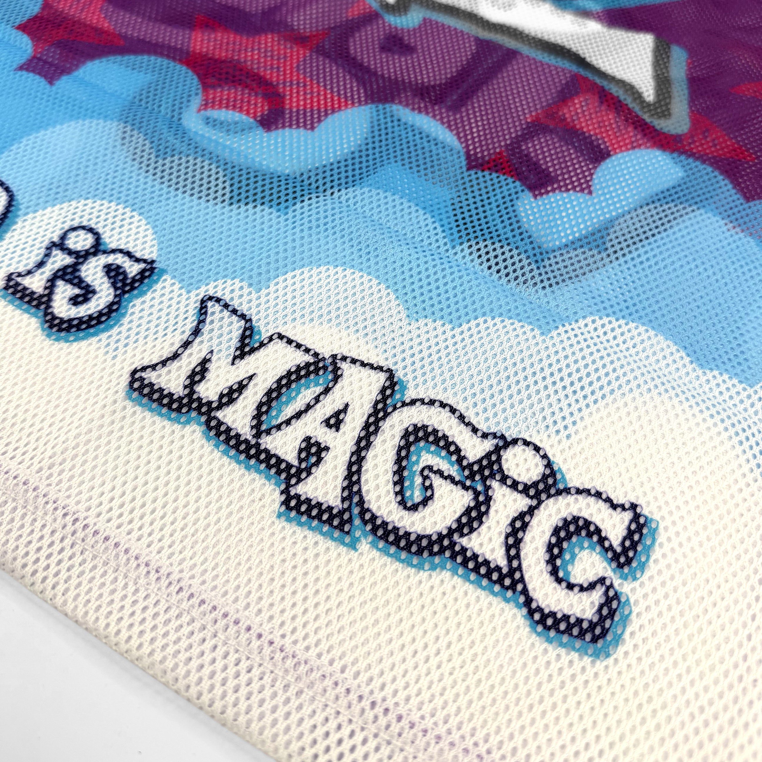 Lil’ Flowmie mesh jersey by First Earth – lightweight, breathable rave jersey with pastel design and angel number 222, perfect for festivals and flow arts