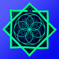 Flower of Life – UV spinning flow star by First Earth, glowing rave prop with sacred geometry in pink & green