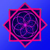 Flower of Life – UV spinning flow star by First Earth, glowing rave prop with sacred geometry in pink & green