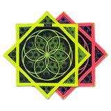 Flower of Life UV green and pink Flow Star spinning rave and festival flow arts prop with sacred geometry design, 25.5 inch by First Earth