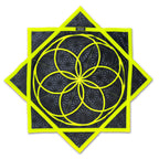 First Earth Flower of Life Midnight 36 inch flow star front with neon green sacred geometry design