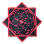 First Earth Flower of Life Midnight 36 inch flow star back with neon pink sacred geometry design