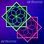 First Earth Flower of Life Midnight flow star front and back glowing under UV black light