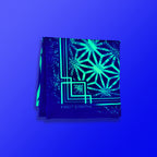 Flower of Life UV glow bandana green by First Earth – lightweight rave accessory with glowing sacred geometry in pink, breathable festival essential