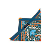 Glitch Tiger Flow Star in teal blue and bright orange featuring mirrored tiger face artwork with geometric patterns, zig-zag stitching, and durable thick trim.