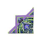 Glitch Tiger Flow Star in neon purple and electric green featuring symmetrical tiger face artwork with geometric patterns, zig-zag stitching, and thick trim for durability.